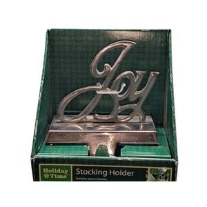 Christmas Holiday Time Silver Tone Joy Stocking Hanger